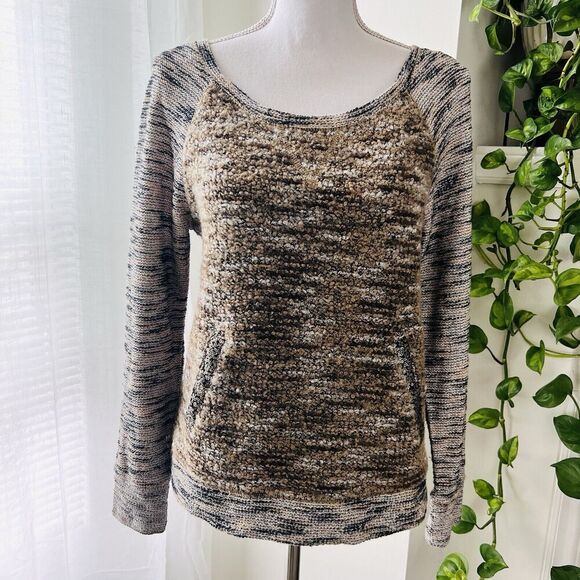 Miss Me Brown Soft Wool Blend Long Sleeve Sweater with Elbow Patches Size Small - Picture 1 of 8